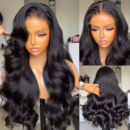13x6 HD Lace Front Body Wave Human Hair Wig - Brazilian Pre-Plucked Long Natural Look Wig