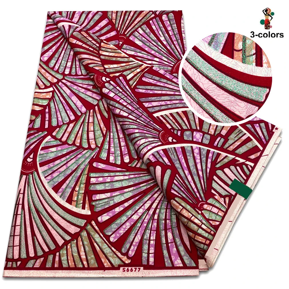 Premium Gold Print Pagne Fabric - 100% Cotton African Real Wax Ankara Grand SUP Nigerian Fabric
