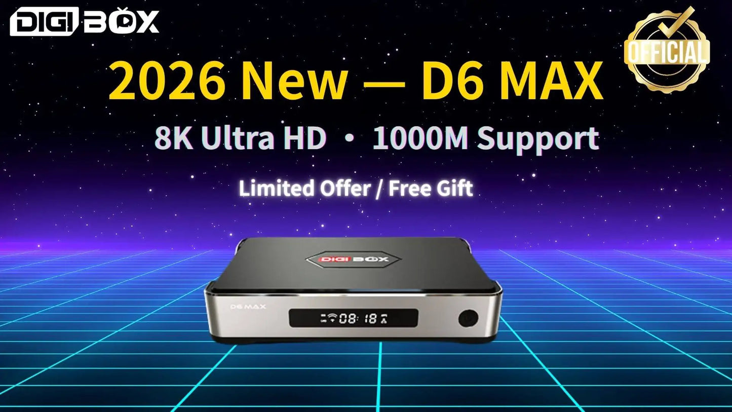Genuine DIGIBOX D6 MAX Android TV Box — Upgraded from D3 Plus, EVPAD 11P Function, Japan & USA Version