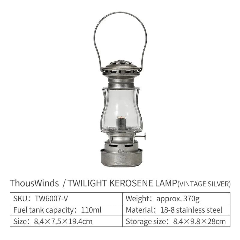 ThousWinds Twilight Kerosene Camping Lantern – Portable Retro Oil Lamp for Outdoor Picnic and Backpacking
