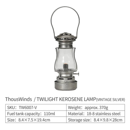 ThousWinds Twilight Kerosene Camping Lantern – Portable Retro Oil Lamp for Outdoor Picnic and Backpacking