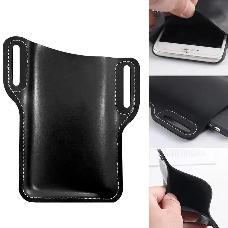 Men’s PU Leather Vintage Waist Bag – Phone Holster Belt Pouch for Travel & Hiking