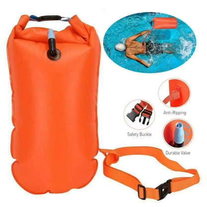 Inflatable Swimming Buoy Tow Float – Double Air Bag with Waist Belt, Dry Bag for Water Sports & Swimming Storage