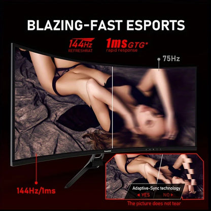 Gawfolk 34-Inch 4K HD Curved Gaming Monitor – 144Hz, 1500R, High Resolution ( Black Friday Special )