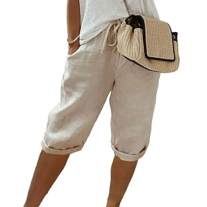 Women's Cotton Linen Wide Leg Pants - Vintage Lace Up High Waist Casual Streetwear Trousers