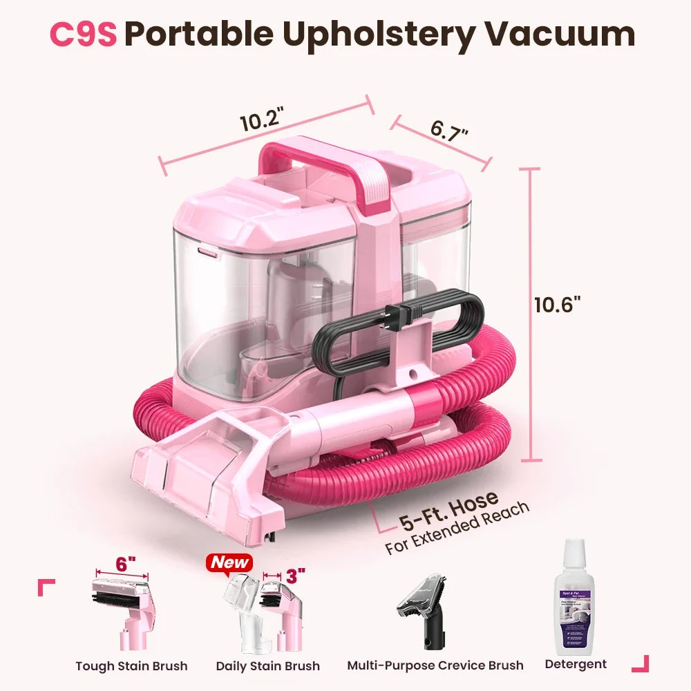 Portable Carpet & Upholstery Cleaner - 15KPa Spot Cleaning Machine for Carpets, Sofas & Car Seats