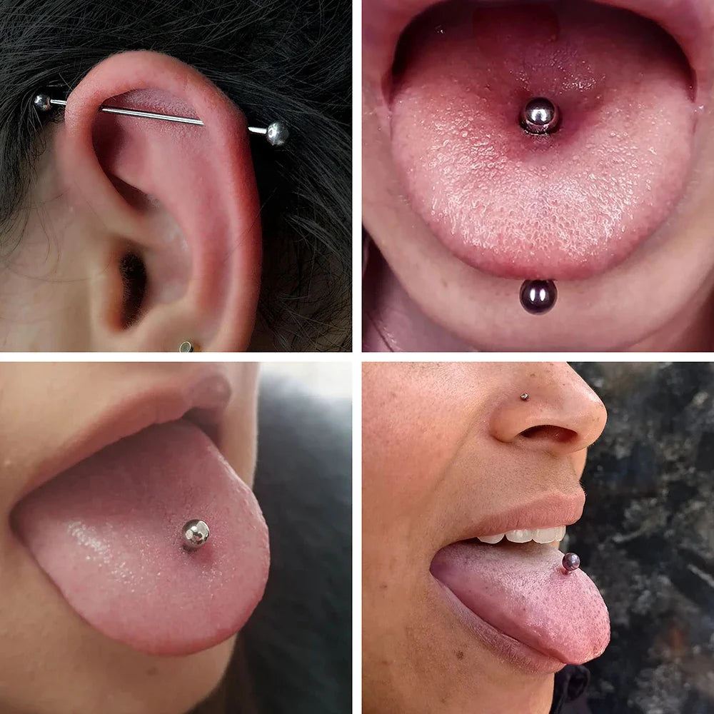 5Pcs Right Grand ASTM F136 Implant Grade Titanium Straight Barbell Tongue Ring – Internal Thread Body Piercing Jewelry (12–25mm)