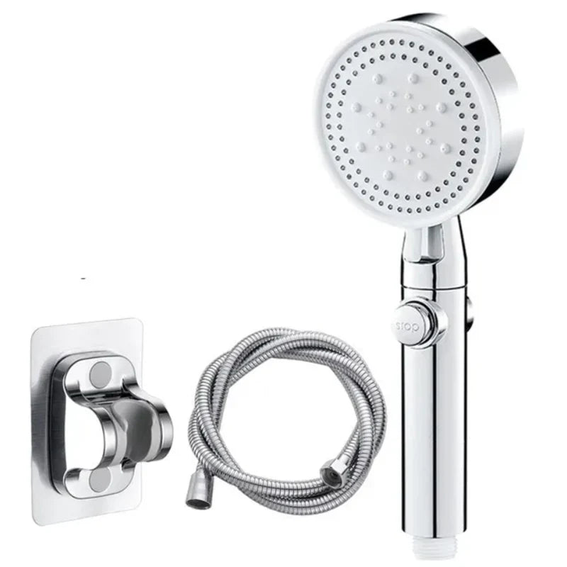 High Pressure Shower Head with Hose – 5 Modes Adjustable, Water-Saving Spray Nozzle with One-Key Stop for Bathroom Accessories