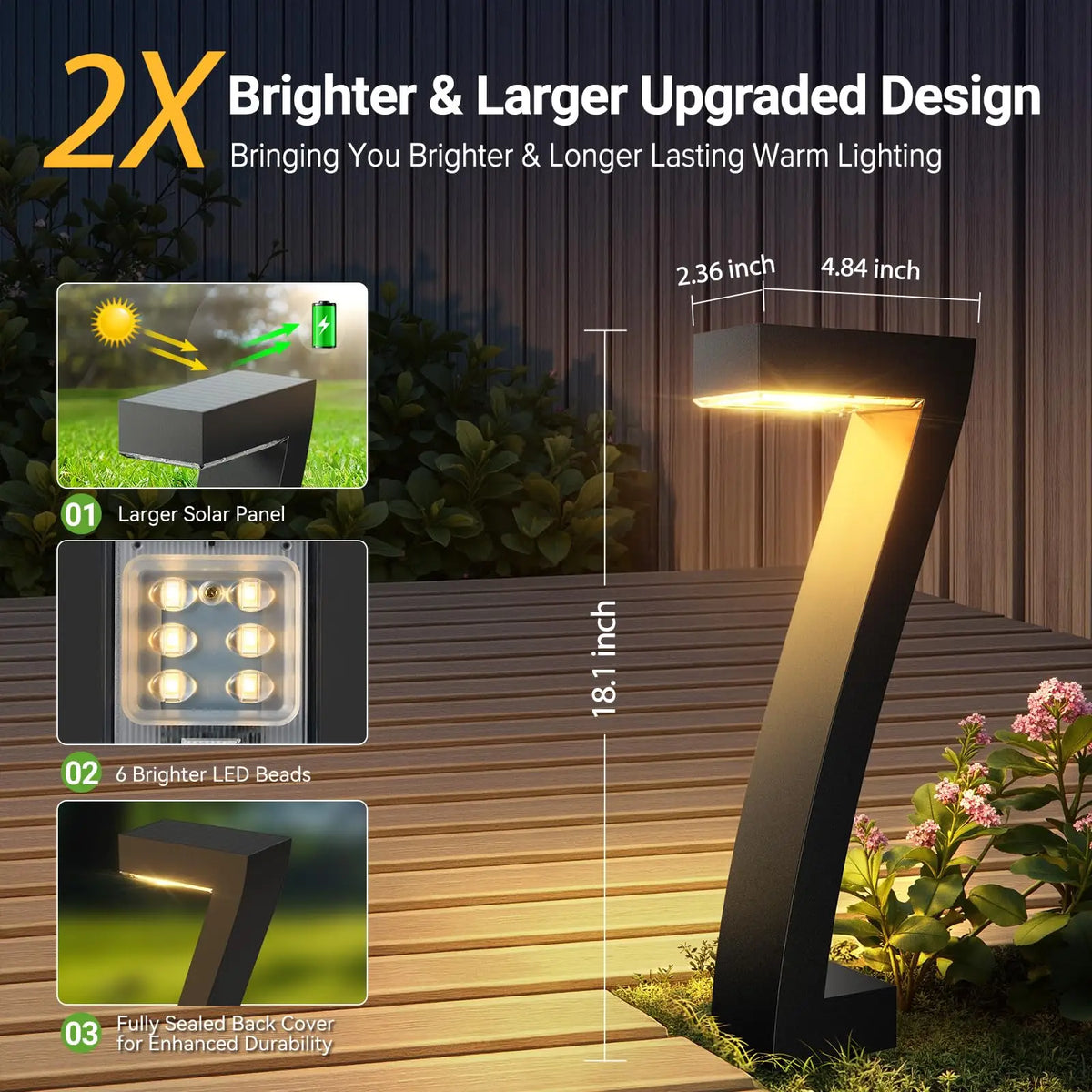 Upgraded Bright LED Solar Pathway Lights - IP65 Waterproof Outdoor Garden Lights for Yard, Driveway & Walkway Decor