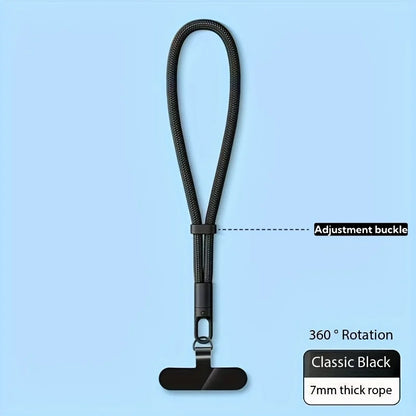 Adjustable Phone Lanyard Strap – Clip Holder for All Phone Cases, 7mm Thick, Wearable as Neck, Shoulder, Crossbody, or Wrist Strap