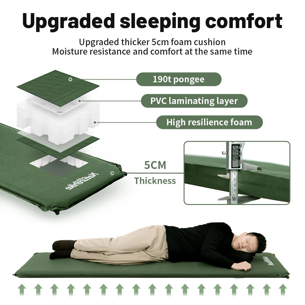 Naturehike Self-Inflating Mattress D03 – 5CM Inflatable Air Mattress, Foam Sleeping Mat for Camping and Tent Use