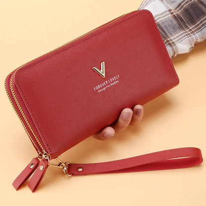 Long Women’s PU Leather Wallet – Double Zipper Tassel Clutch with Coin Purse & Card Holder