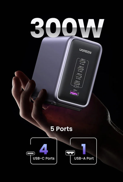 UGREEN 300W GaN Desktop Charging Station - 140W Max Single Port USB Charger with PD3.1 Fast Charging for MacBook Pro, iPad, iPhone