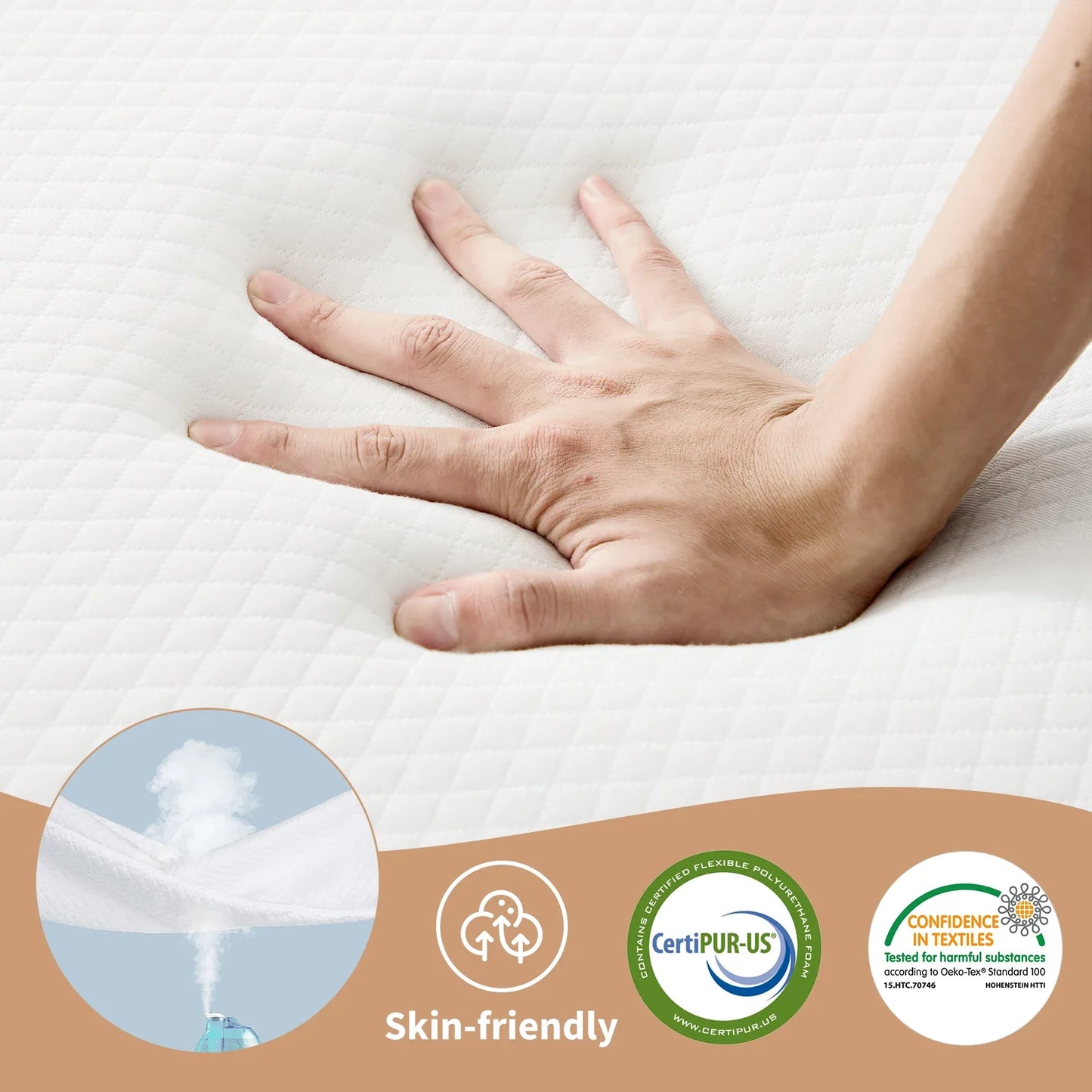Three-Fold Portable Floor Bed – CertiPUR-US Certified, Soft Touch, Flexible Zipper for Travel, Camping & Yoga
