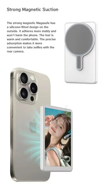Magnetic Phone Monitor for Vlog – Self-Timer Rear Camera Screen for Live Streaming & Content Creation