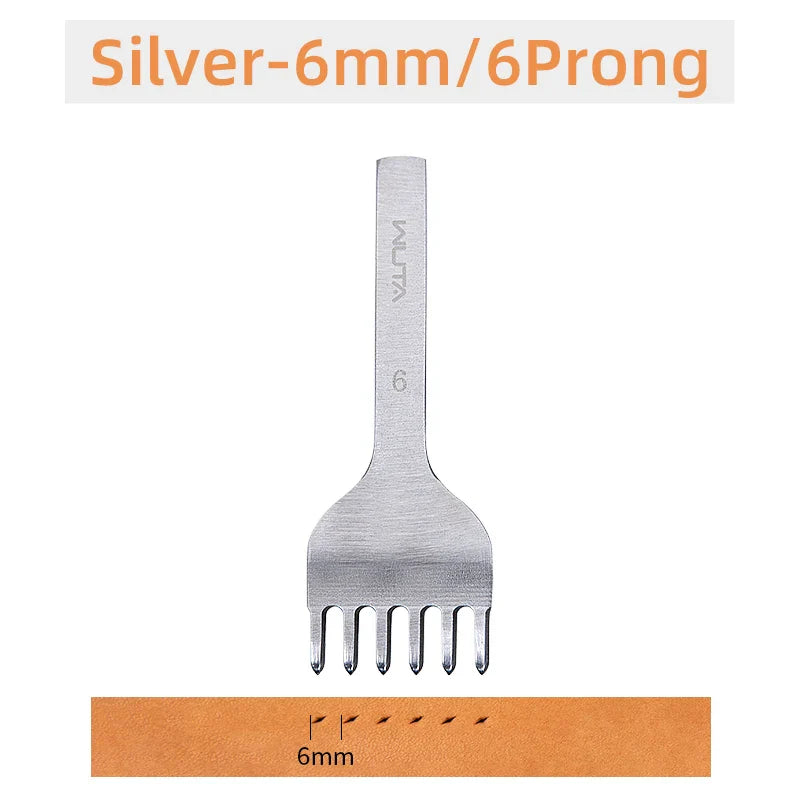 WUTA Leather Chisel Tool – Diamond Pricking Iron with 3/4/5/6mm Hole Punch for Stitching & Leathercraft