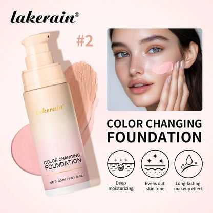 Color-Changing 4-in-1 Foundation – Moisturizing SPF 30+ Longwear Waterproof Makeup Base for Hydrating Travel Coverage