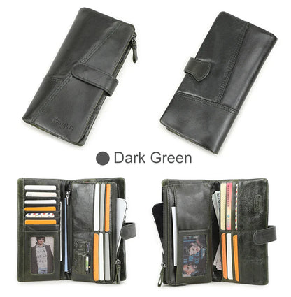 Women's Genuine Leather Long Wallet – Fashion Clutch with Coin Purse, Card Holder & Phone Pocket by Contact's