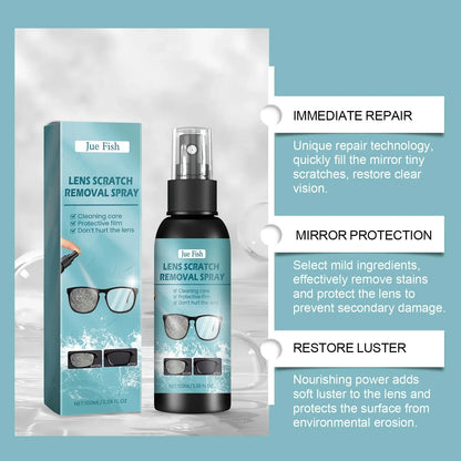 Jue-Fish 100ml Glasses Scratch Removal Spray – Lens & Camera Screen Cleaner, Eyeglass Repair Solution