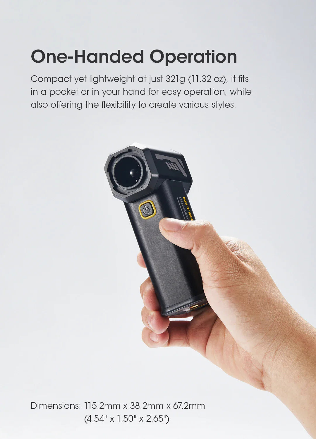 NITECORE CW20 Multipurpose Pocket Fan - Portable Stepless Wind Blower for Photography, Canon, Sony, Short Video & Camping