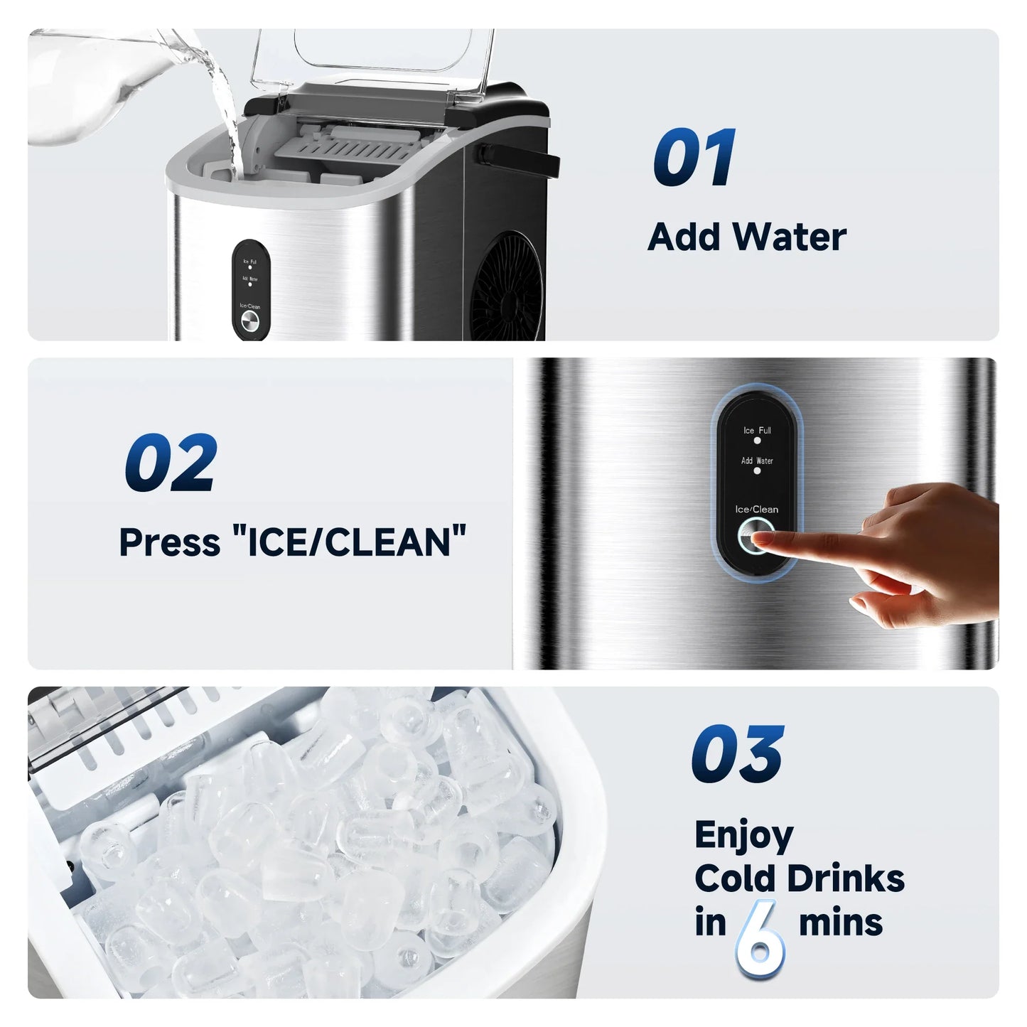 SIMZLIFE Portable Ice Maker Machine – 26.5lbs/Day, 9 Cubes in 6 Mins with Auto-Cleaning & Scoop