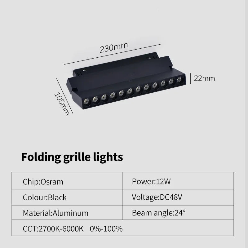 New Magnetic Track Light – Dimmable 48V LED Ceiling Lamp with Remote Control & No Main Light Design Spotlight