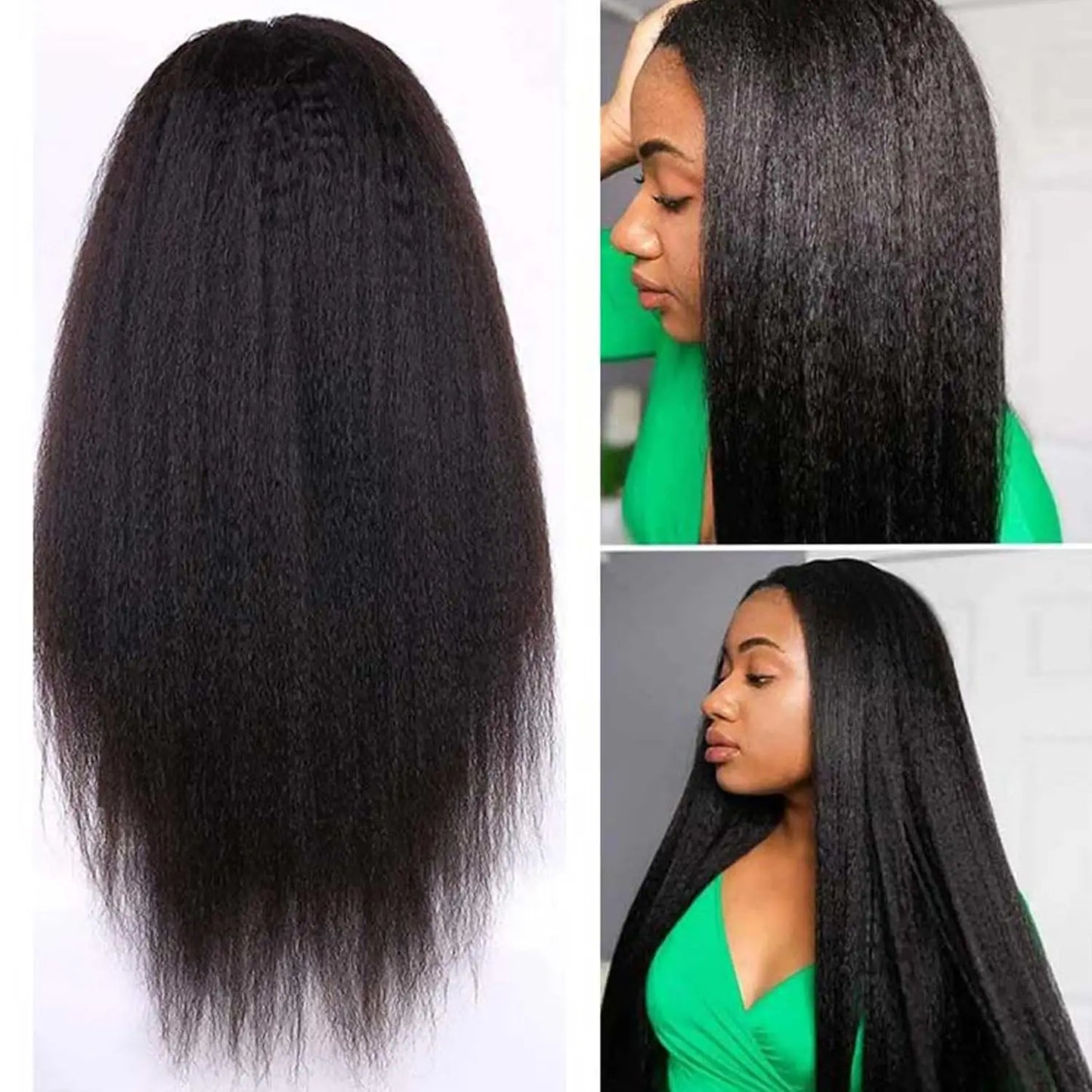 Kinky Straight Glueless 4x4 Lace Front Wig – Pre-Plucked, Pre-Cut Human Hair for Black Women