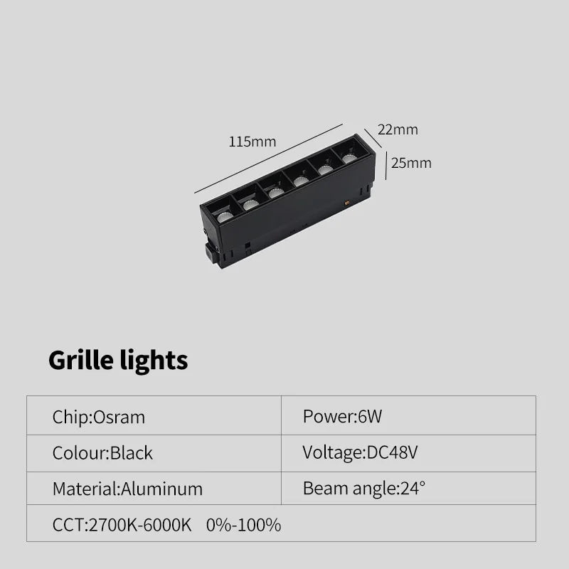 New Magnetic Track Light – Dimmable 48V LED Ceiling Lamp with Remote Control & No Main Light Design Spotlight