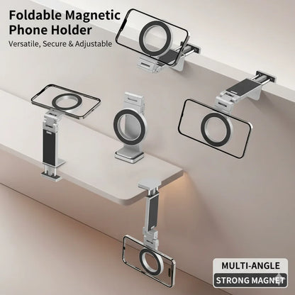 Universal Foldable Magnetic Phone Holder – Rotatable Travel Mount for Smartphones Airplane Car Desk