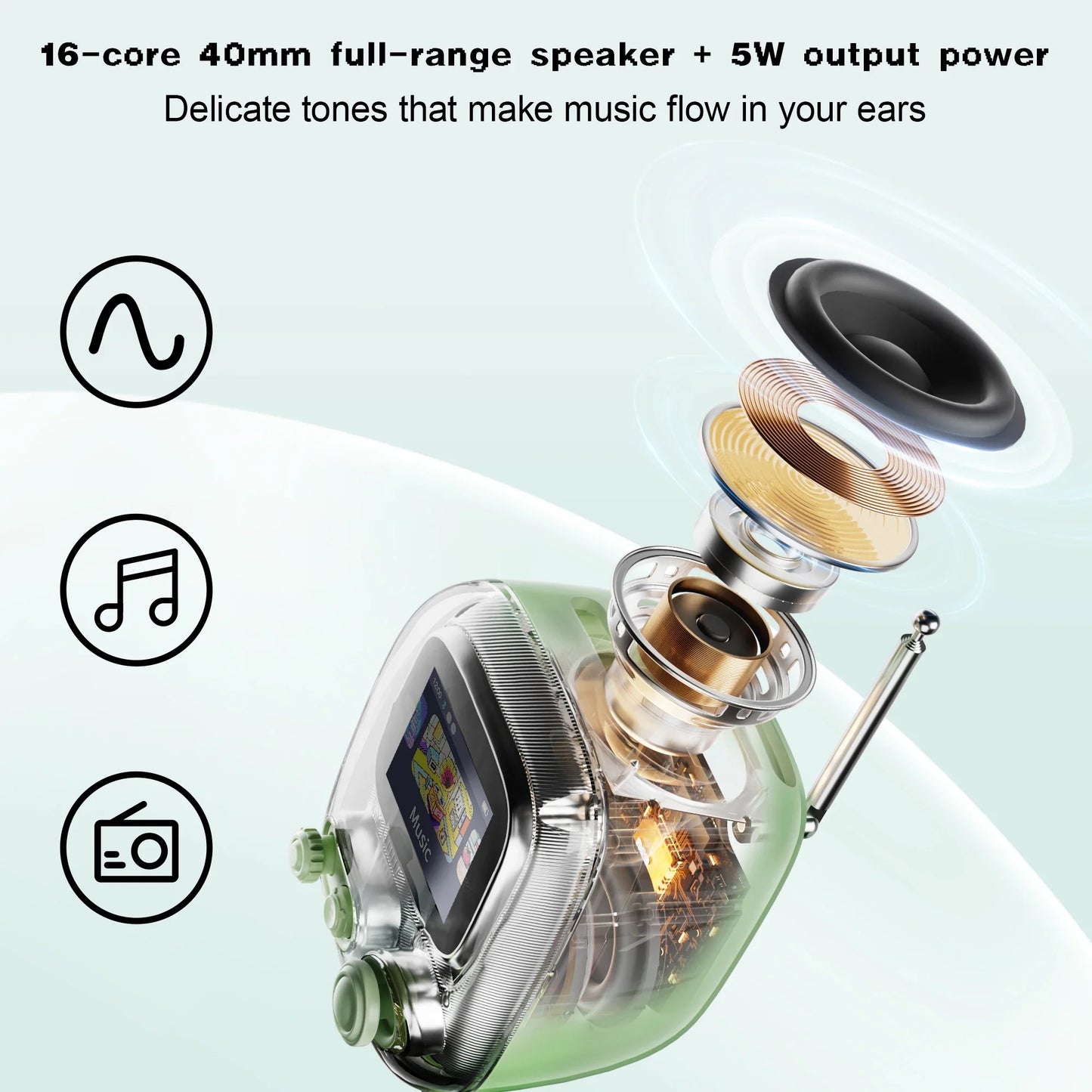 Divoom T-Tiivoo-2 Mini Retro Bluetooth Speaker – Portable Vintage White Noise Sleep Aid with High-Quality Subwoofer