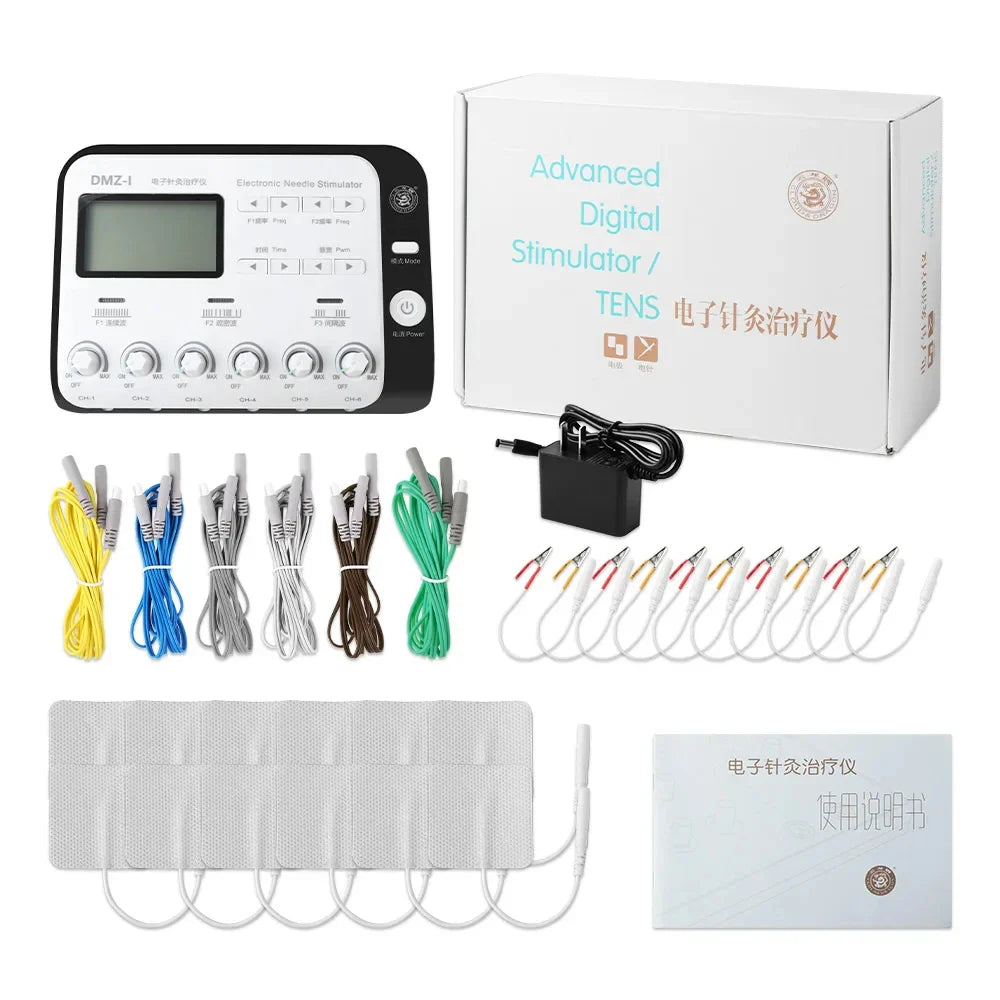 6-Output Channel TENS Muscle Electrostimulator - Physiotherapy Body Massager, Electroacupuncture Needle Patch Machine