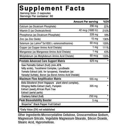 Prostate Support Supplement – Premium Formula with Saw Palmetto, Lycopene, Nettle & Cranberry, 120 Capsules