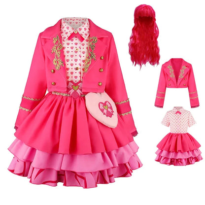 Girls' Pink Princess Costume - Stylish Halloween Cosplay Outfit & Bag Set