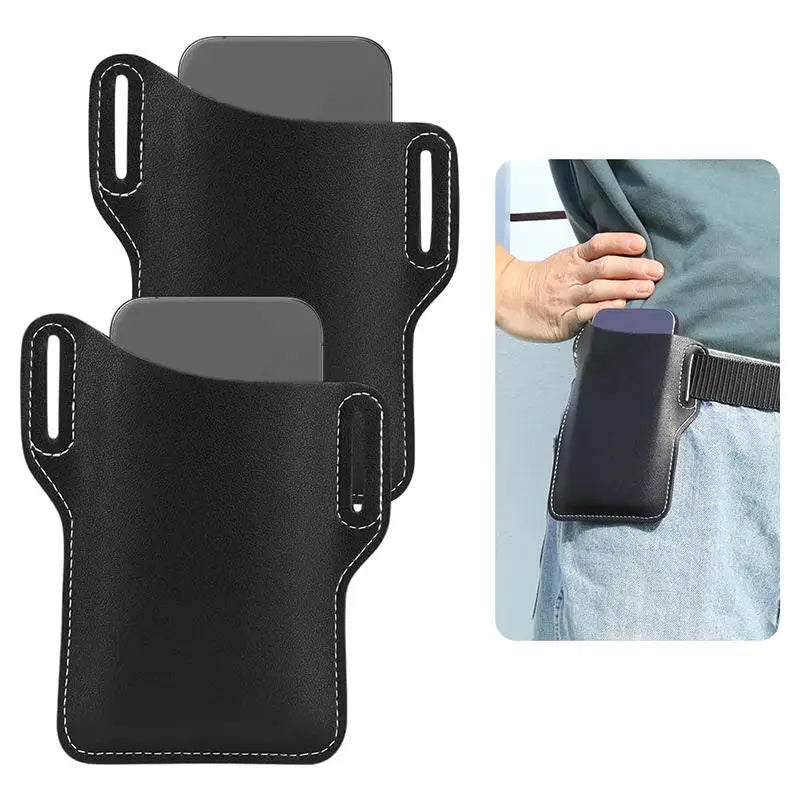 Men’s PU Leather Vintage Waist Bag – Phone Holster Belt Pouch for Travel & Hiking