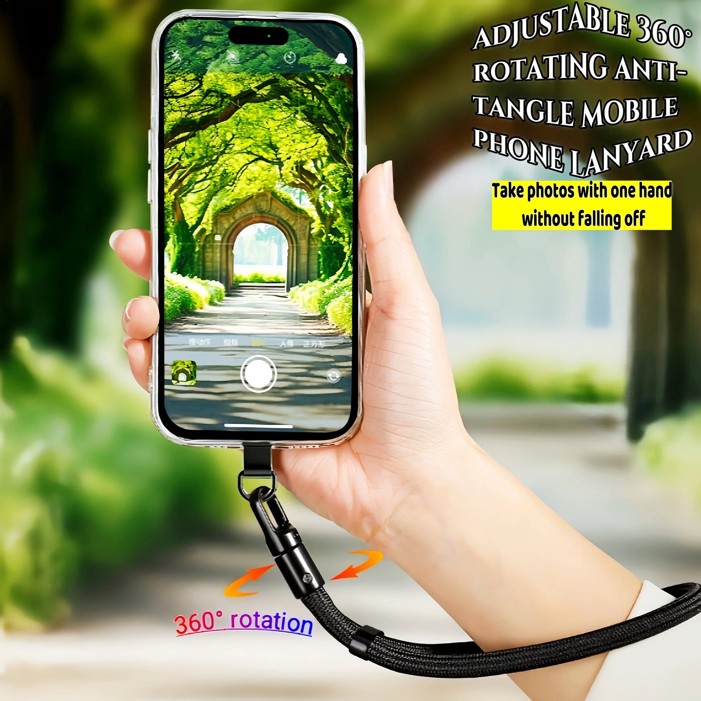 Adjustable Phone Lanyard Strap – Clip Holder for All Phone Cases, 7mm Thick, Wearable as Neck, Shoulder, Crossbody, or Wrist Strap
