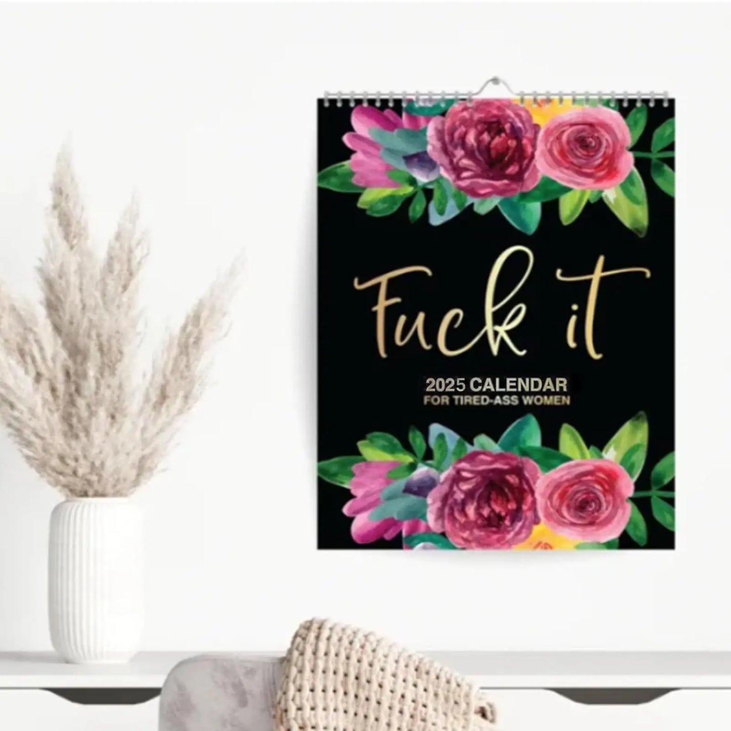 2025 'Tired-Ass Women' Funny Wall Calendar - 12 Months of Cuss Word Sayings, Unique New Year Gift for Her