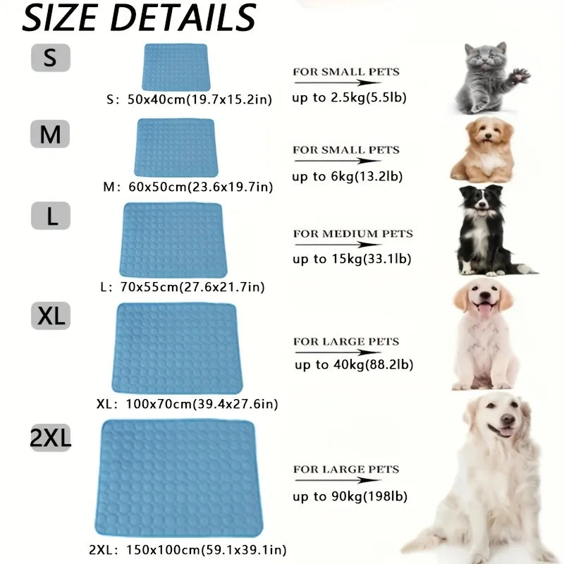 Extra Large Dog Cooling Mat | Summer Pet Bed for Small & Big Dogs | Durable Blanket for Cats & Sofa Protection - Ice Pad Blanket