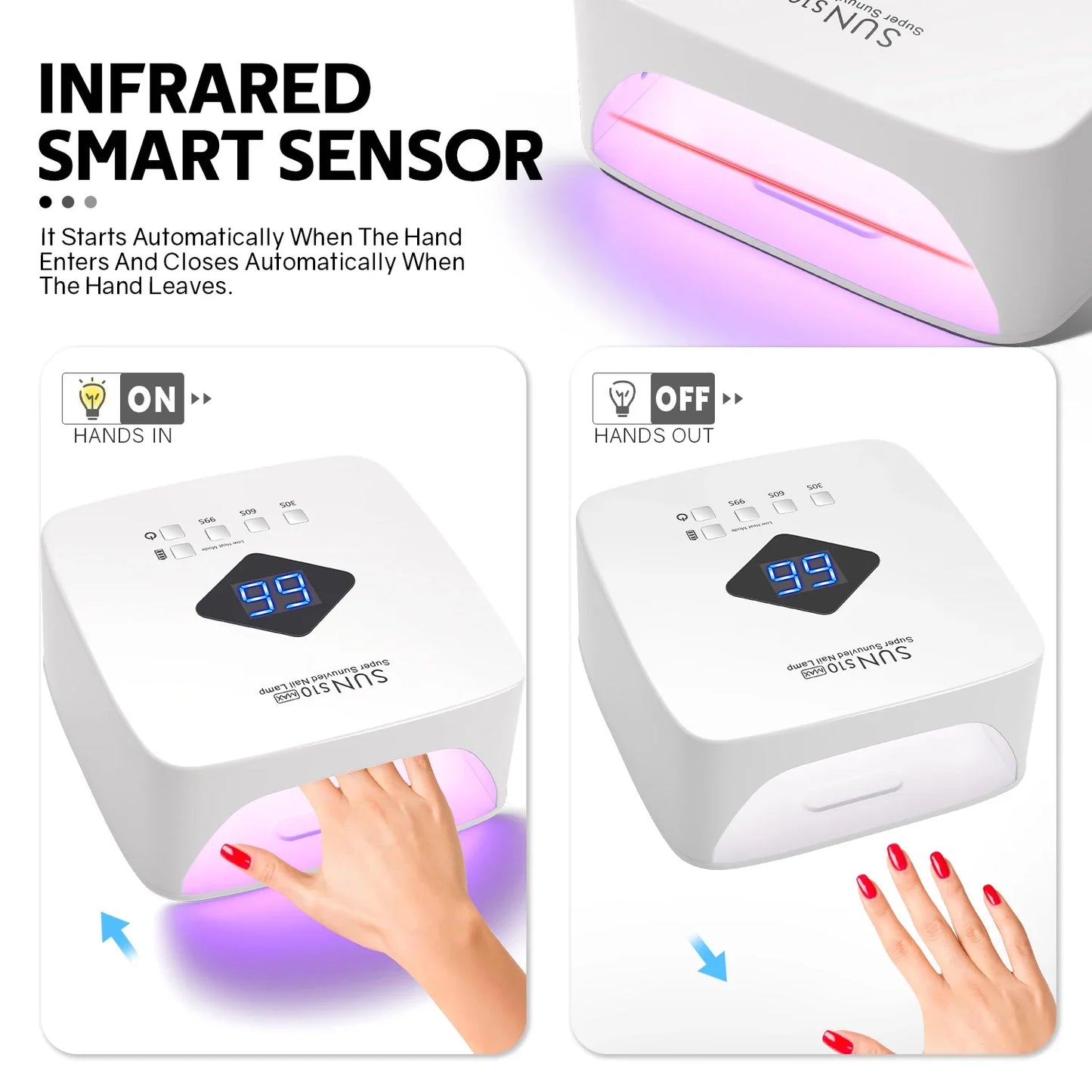 Rechargeable UV LED Nail Lamp Dryer – Smart HD Display for Fast Drying & Curing All Gel Nail Polish