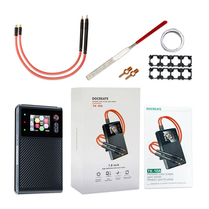 DOCREATE TK-10A Portable Spot Welder 1200A – LCD Display, 8000mAh Battery, Dual Pulse Welding for 0.25mm Nickel Strip