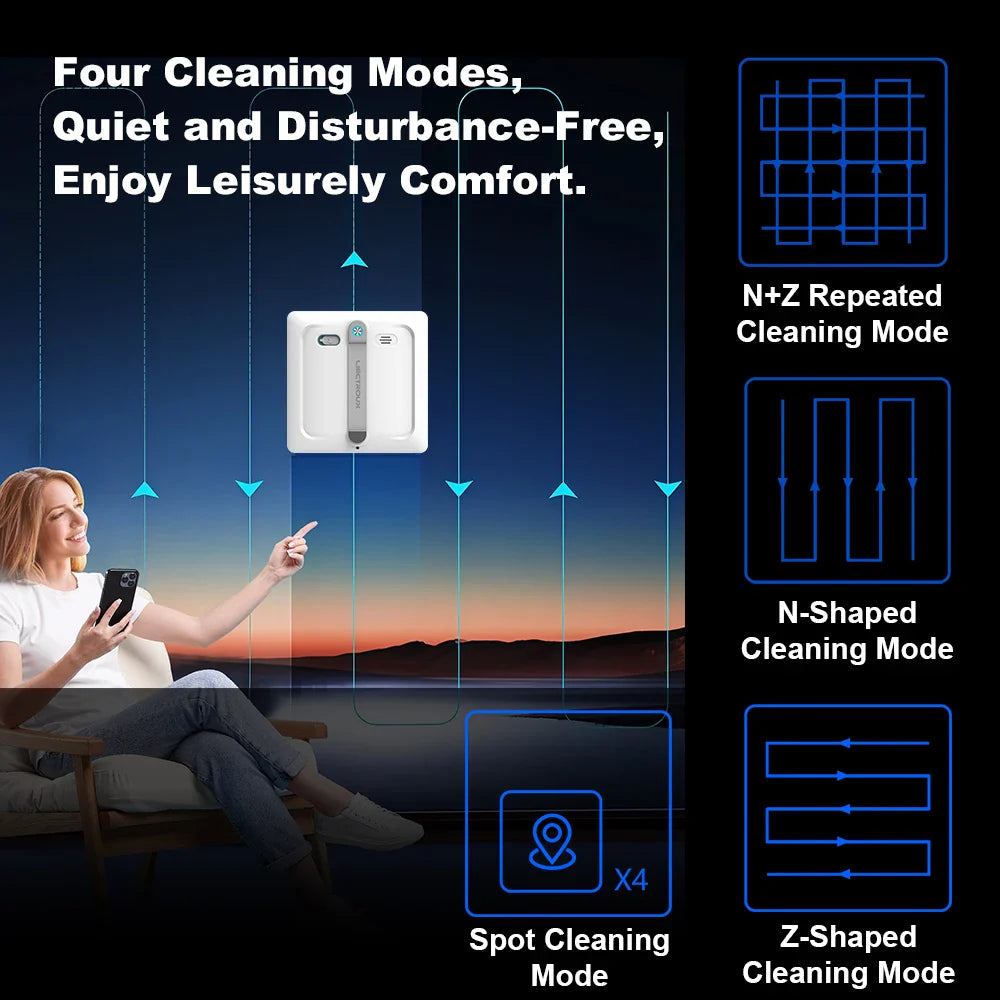 Liectroux S9 Robot Window Vacuum Cleaner – 9kPa Suction Smart Glass Cleaning Robot with Dual Rollers, 6-Way Water Spray & App Control 2026 Model