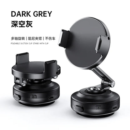 Magnetic Vacuum Adsorption Car Mount – Foldable 360° Rotating Aluminum Alloy Phone Holder for Smartphones