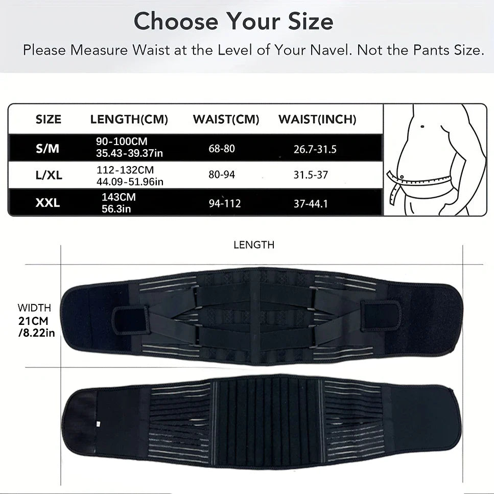 Adjustable Lumbar Support Belt — Double Pull Back Waist Orthopedic Corset for Spine Decompression, Back Pain Relief & Abdomen Toning