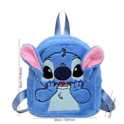 Disney Stitch Plush Autumn Backpack - Hello Kitty Cute Color-Block Bag for Kids, Perfect School Gift