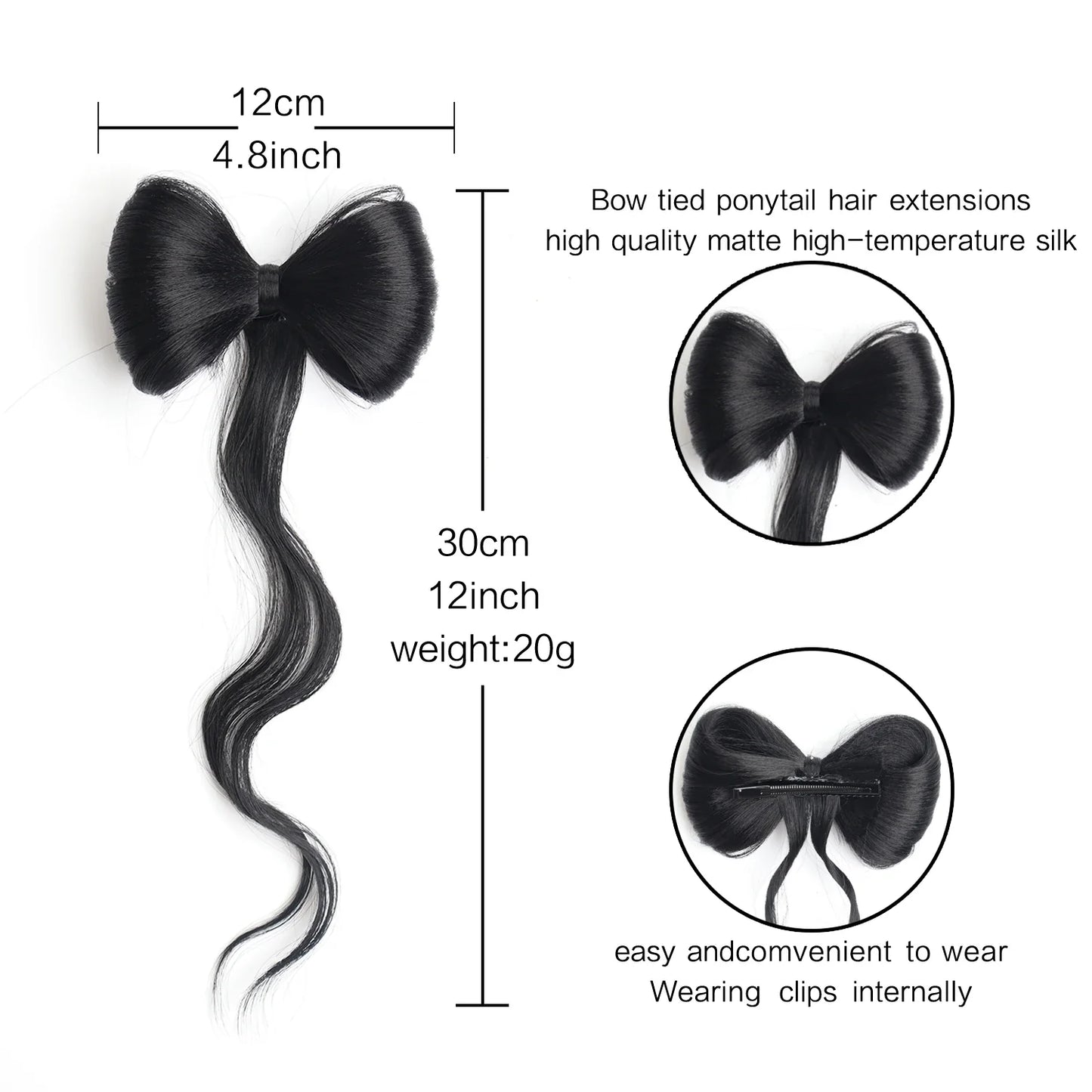Bowknot Claw Clip Hair Bun – Synthetic Clip-In Hair Extensions for Women’s Daily Use