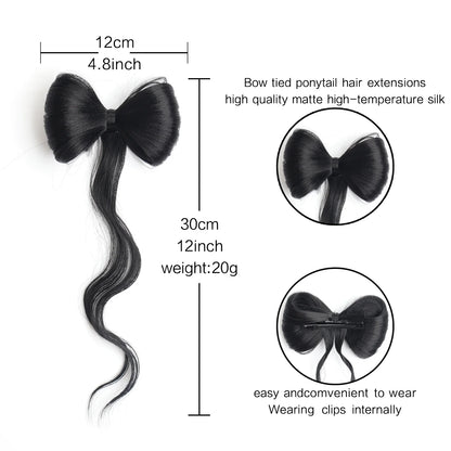 Bowknot Claw Clip Hair Bun – Synthetic Clip-In Hair Extensions for Women’s Daily Use