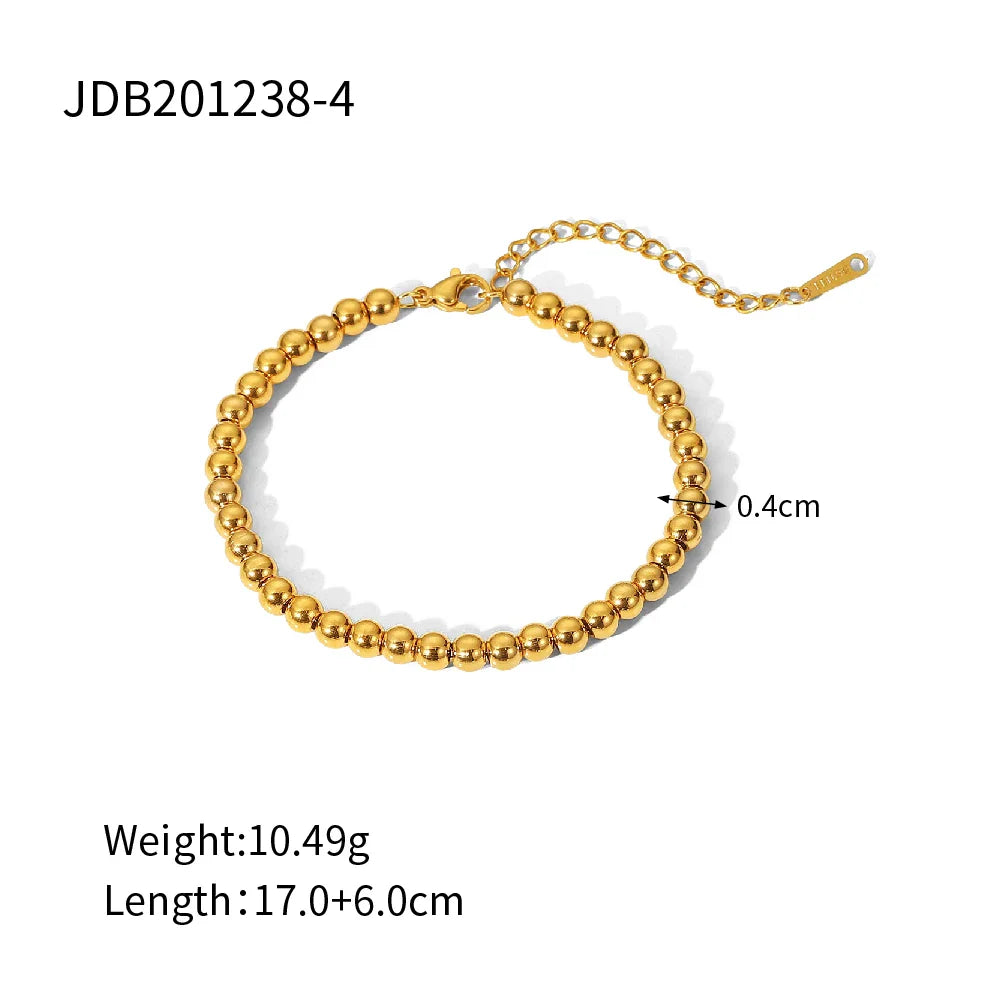 Uworld Stainless Steel Bead Chain Bangle Bracelet – Waterproof Gold Tone Fashion Jewelry for Men & Women, Trendy Statement Design