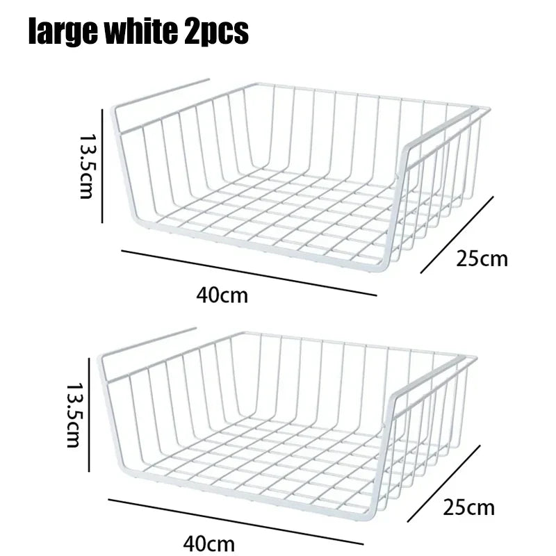 Multipurpose Hanging Closet Storage Basket — Metal Organizer for Kitchen Cabinets, Desks, and Home Use