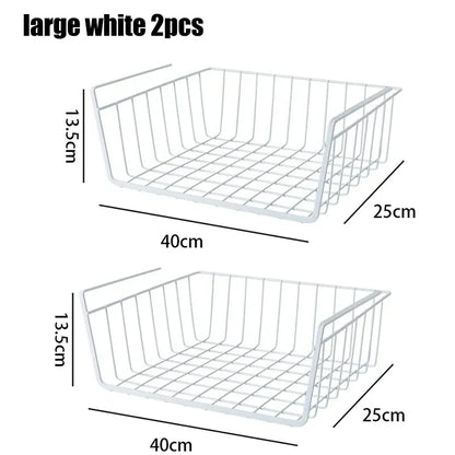 Multipurpose Hanging Closet Storage Basket — Metal Organizer for Kitchen Cabinets, Desks, and Home Use
