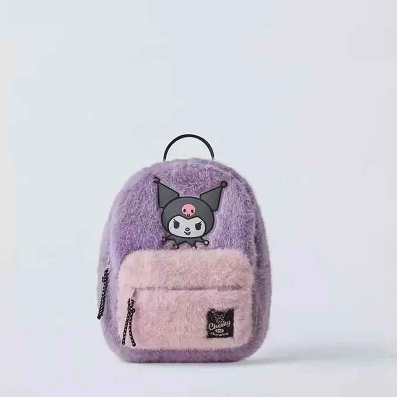 Disney Stitch Plush Autumn Backpack - Hello Kitty Cute Color-Block Bag for Kids, Perfect School Gift