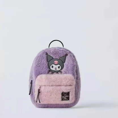 Disney Stitch Plush Autumn Backpack - Hello Kitty Cute Color-Block Bag for Kids, Perfect School Gift